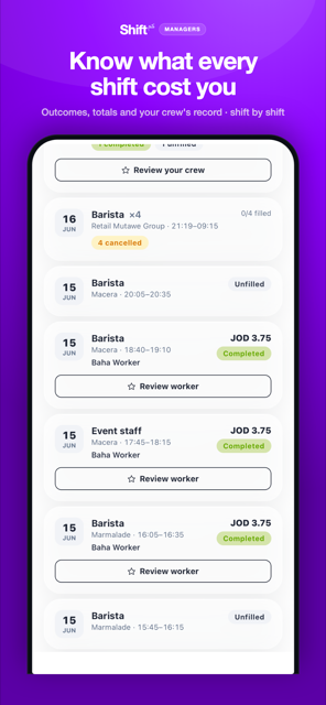 Manager app — post a shift flow